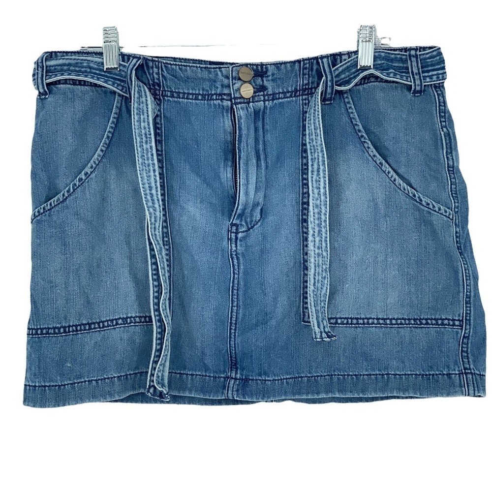 Sanctuary faded soft denim belted mini skirt